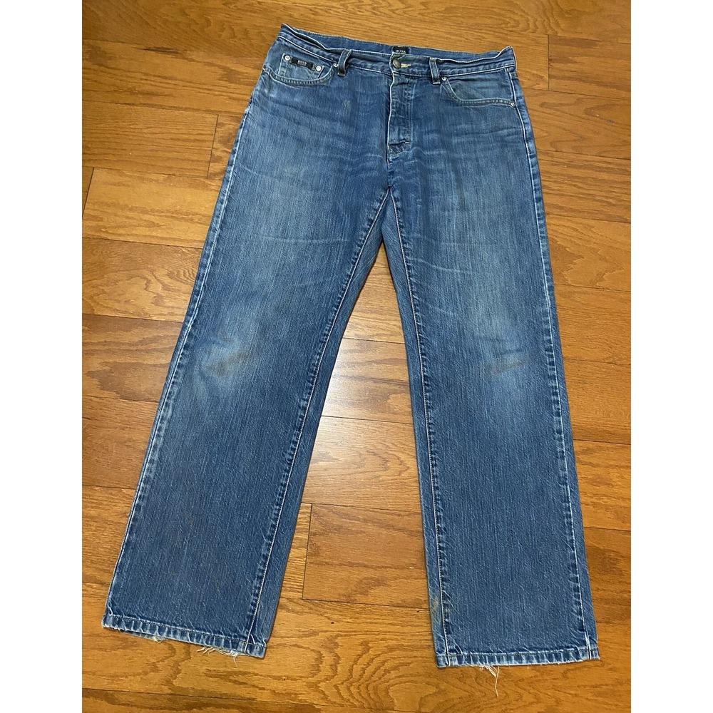 Hugo Boss Straight Leg Denim Jeans Size 33x30 Blue‎ Mens Medium Dark Wash